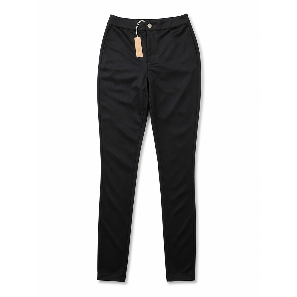Skims Women's Disco Pants Onyx‎ High Rise Satin Stretch Slim Leg Trousers M NWT